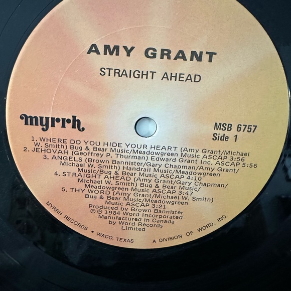 AMY GRANT 'Straight Ahead' Vinyl LP Record 1984 MSB6757 - Picture 3 of 10